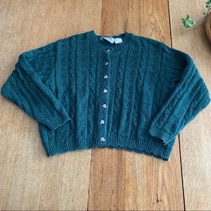 Vintage Northern Reflections Heart Button Green Cardigan